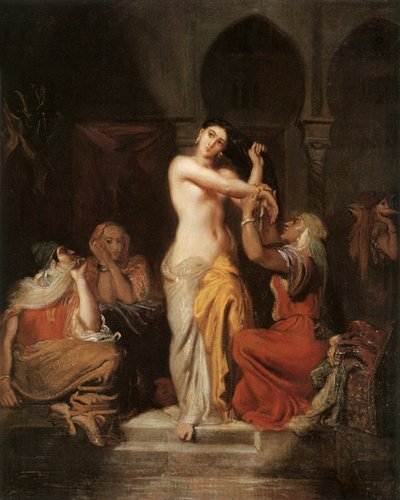 Mulher mourisca, deixando o banho no Serralho, 1854 óleo sobre tela de Théodore Chassériau